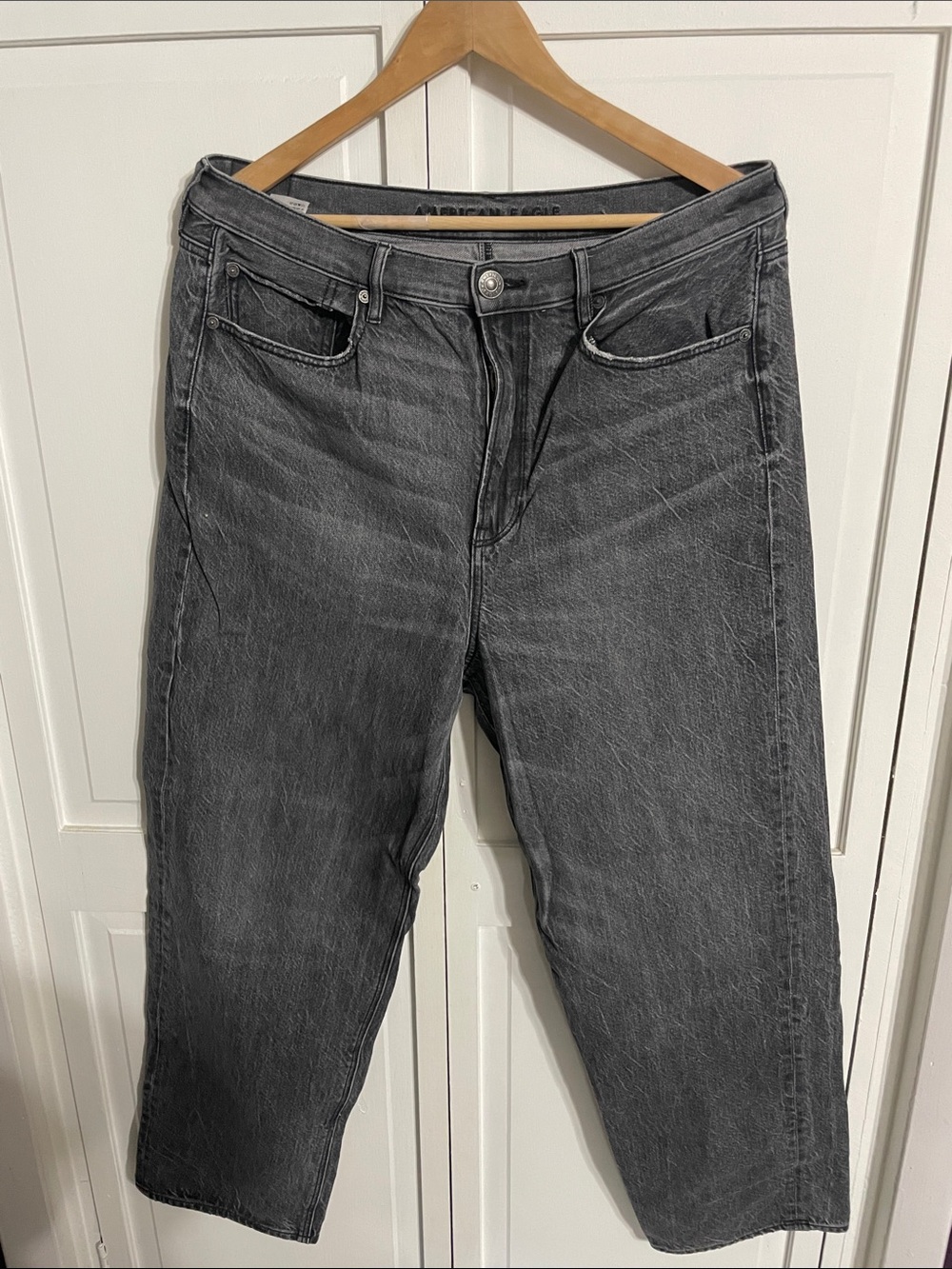 American Eagle Outfitters Washed Black Wide Leg Jeans